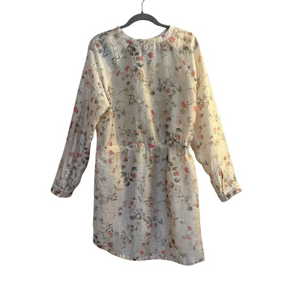 J. Jill Barley Sheer Floral Linen Blend Blouse Tunic Large - Picture 3 of 7